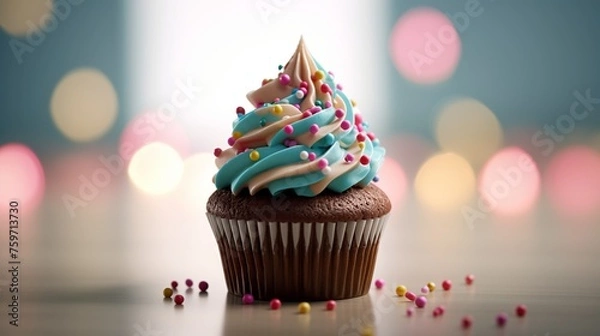 Fototapeta cupcake with candle