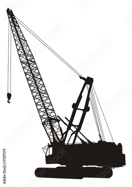 Fototapeta Silhouette of construction crane