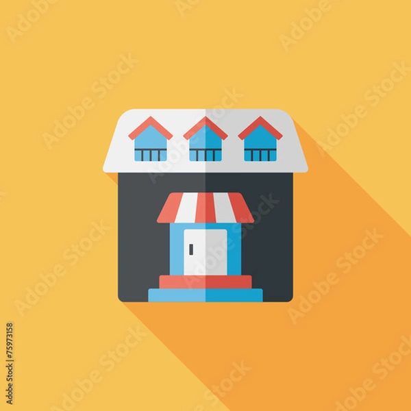 Fototapeta Building flat icon with long shadow,eps10