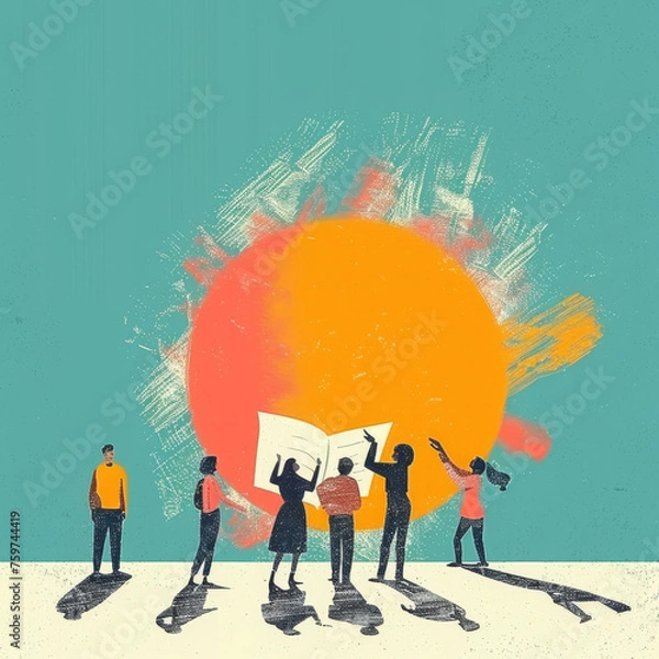 Fototapeta Colorful Leadership Training Handbook Illustration with People Gen AI