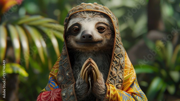Obraz A prayer sloth in the forest