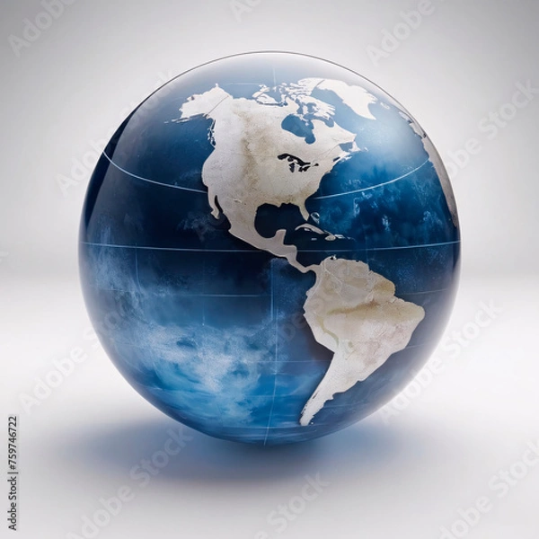 Obraz American part of the world concept Dark blue and silver globe oriented at western hemisphere