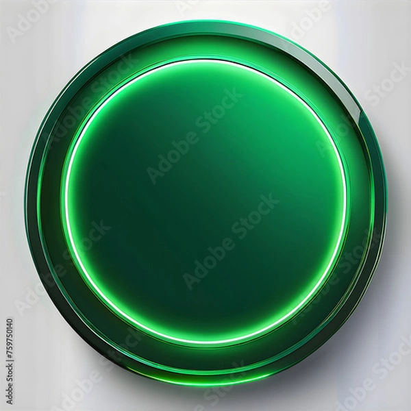 Obraz Emerald Emanations: Exploring the Artistry of Green Neon Circles(Generative AI)