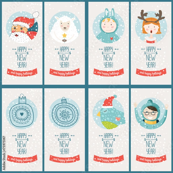 Obraz Vector christmas cards collection