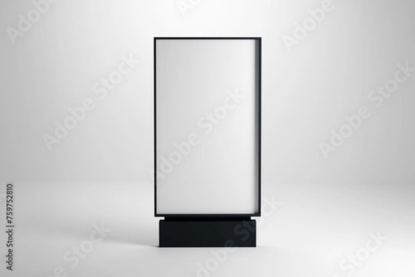 Fototapeta Lightbox advertising display. Blank pylon mockup. Front view, 3D rendering.