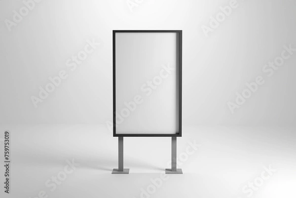 Fototapeta Advertising board. Blank mockup with white area for content. Front view, 3D rendering.