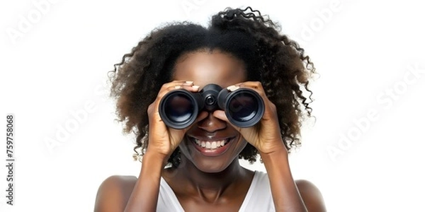 Fototapeta person with binoculars searching something
