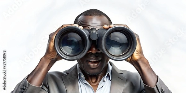 Fototapeta person with binoculars searching something