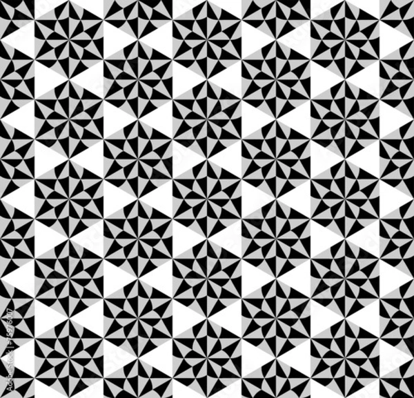 Fototapeta Black and white geometric seamless pattern, abstract background.