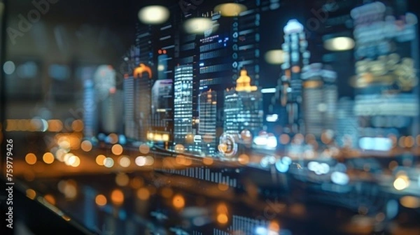 Fototapeta A close look at the city model implemented in augmented reality.