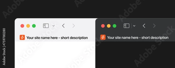 Obraz Favicon template in dark theme in web browser. To insert your logo or icon