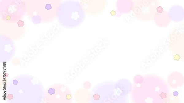 Obraz かわいい淡い紫色のほわほわお花フレーム　16：9