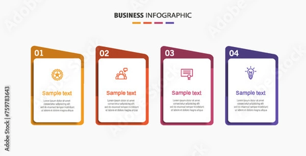 Fototapeta Infographic design template with icons and 4 options or steps. Can be used for process diagram, presentations, workflow layout, flow chart, info graph