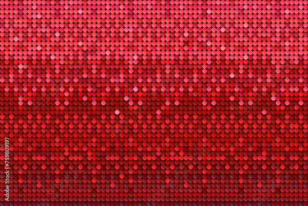 Obraz Red Sequin Texture, Seamless Background. Shiny Red Paillettes Pattern, Glitter Holiday Backdrop