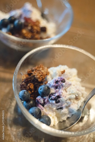 Obraz 家庭菜園、庭の朝採れブルーベリーを使った手作りスイーツ