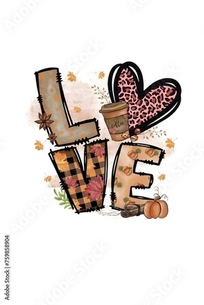 Obraz Love heart vector, illustration, white background, heart vector 