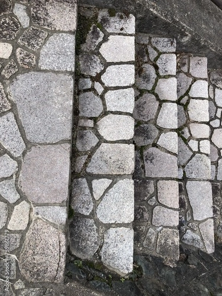 Obraz 石を敷き詰めた柄の階段