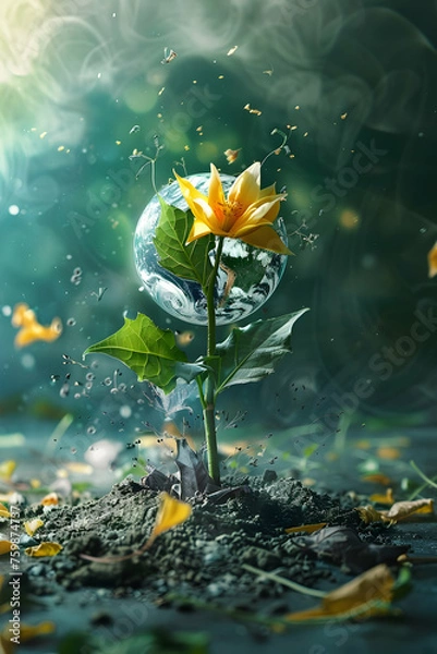 Obraz Earth Day, flower blooming,generative ai