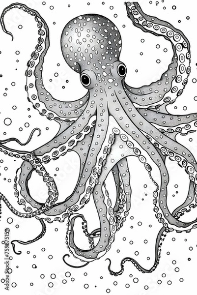 Obraz An octopus coloring pages,mandala,generative ai