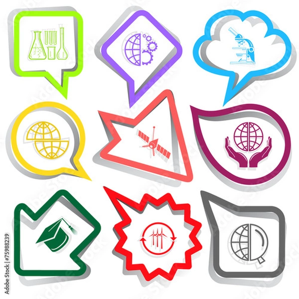 Fototapeta chemical test tubes, globe and gears, lab microscope, shift glob