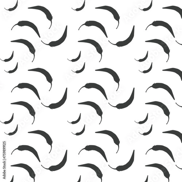 Fototapeta Chilli pepper black and white patern ilustration