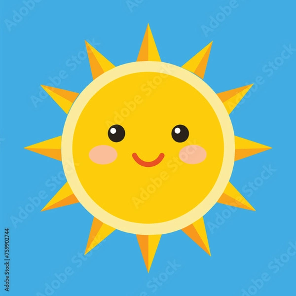 Obraz Cute cartoon smiling sun. funny sun vector on an isolated background
