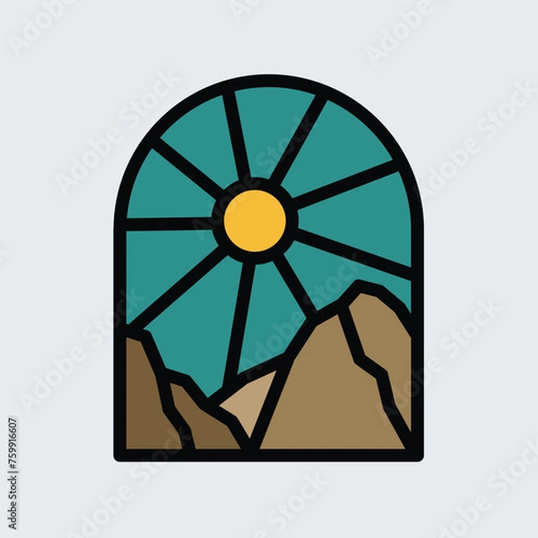Obraz Mountains and sunshine graphic illustration vector art t-shirt design
