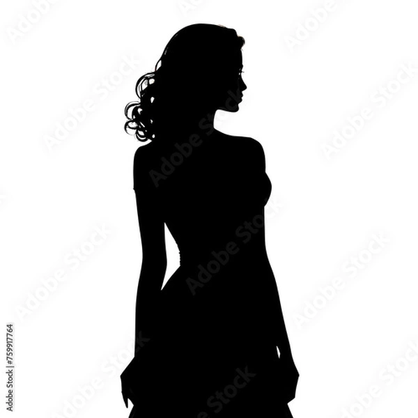 Fototapeta  Back view of a girl standing, transparent background, evoking curiosity and imagination in enchanting AI art