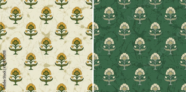Fototapeta Digital Ajrakh seamless pattern. block print Pattern and batik print Background digital printing textile pattern. Kalamkari Block Print Seamless Pattern. EPS file format.