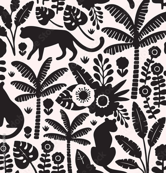 Fototapeta vector animals pattern illustration. wild animal outline safari vector