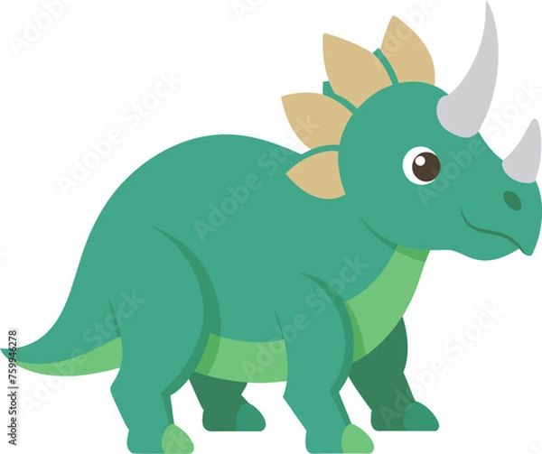 Fototapeta Cute Triceratops dinosaur cartoon style vector