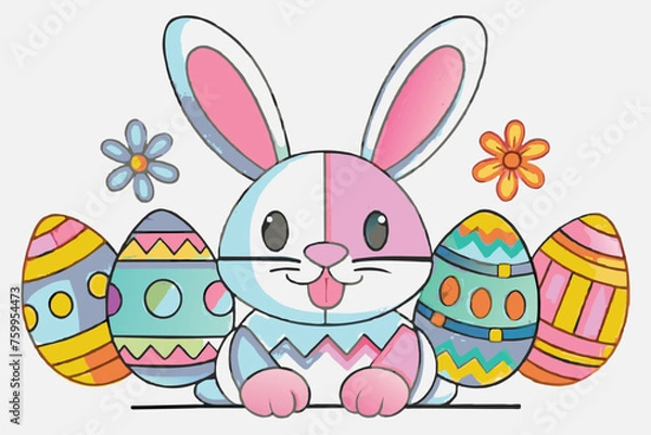 Fototapeta easter bunny split monogram sublimation vector 11.eps