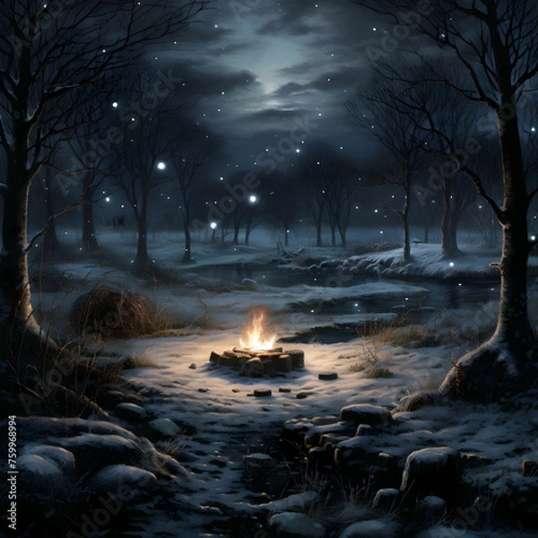 Obraz Quiet winter night,generative ai