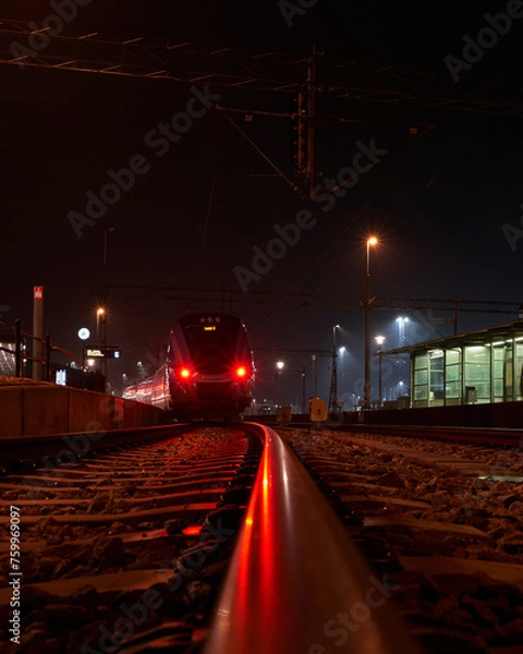 Obraz Train in Ystad by night 