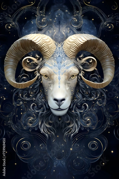 Obraz Aries, horoscope sign, intricate details, design, generative ai