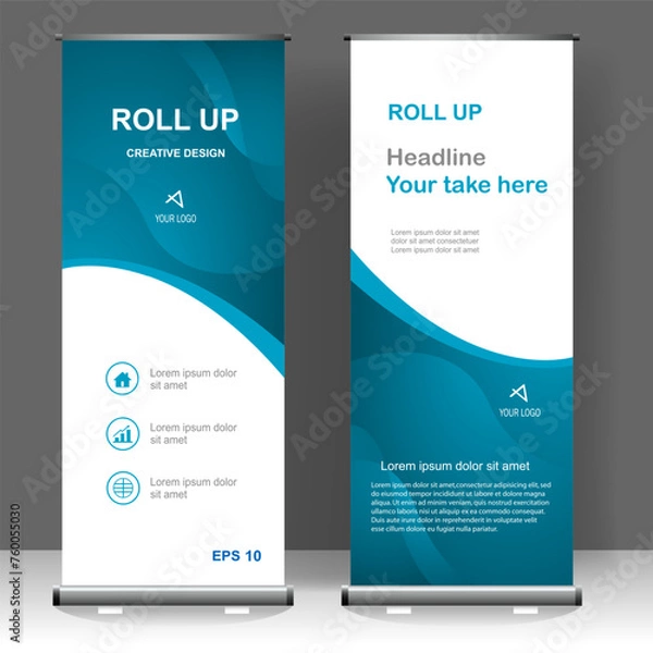 Obraz Business Roll up banner vertical template design, for brochure, business, flyer, infographics. modern x-banner and flag-banner advertising. vector illustration