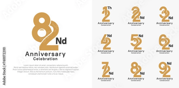 Fototapeta anniversary logotype vector design with brown and black color for celebration moment