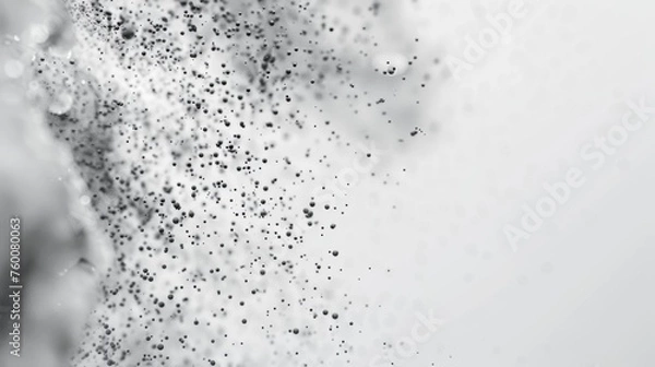 Fototapeta Dots abstract white background. Falling network particles. Big data flow. 3D rendering