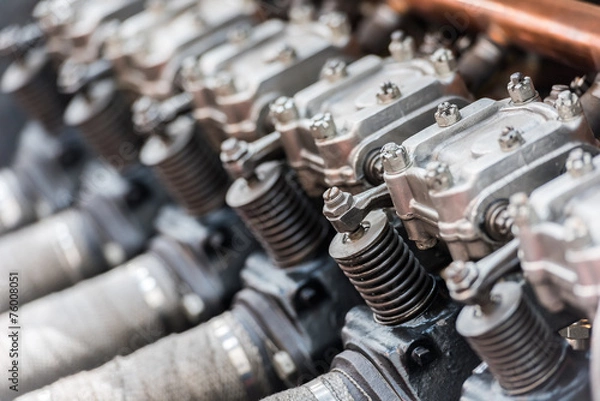 Fototapeta Old Car Internal Combustion Engine Pistons Close Up