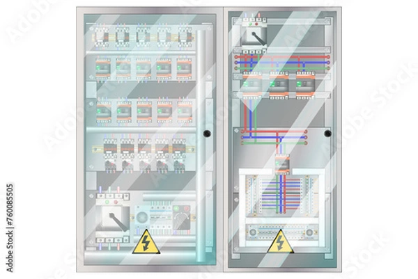 Obraz Electric Control Panel. Production control panel and control of computer devices. 