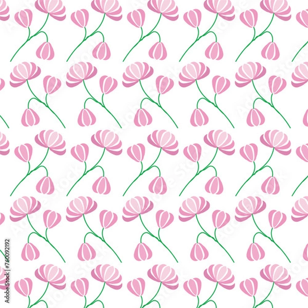Obraz Pink floral seamless pattern on a white background