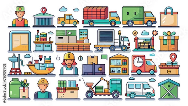Fototapeta Shipping and delivery service vector icon
