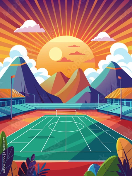 Fototapeta A futsal match in progress, captured in a landscape format, highlighting the dynamic action and intensity of the game.