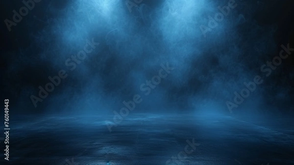 Obraz Captivating image of mysterious blue fog spreading across a dark, empty space, provoking imagination
