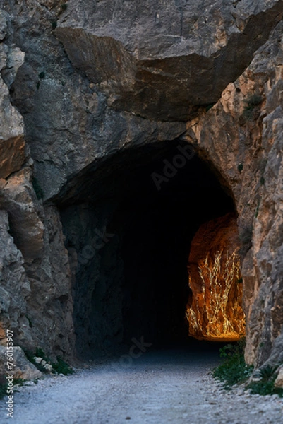 Obraz Spain Andalucia spring surrounding lonely tree mountains clouds tunnel