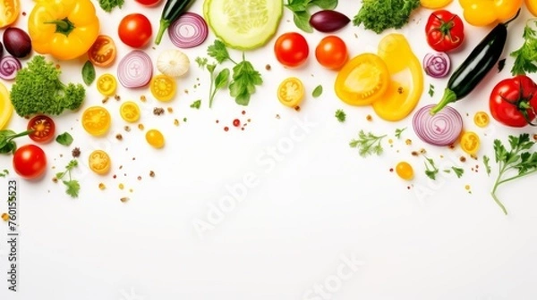 Obraz A neatly arranged selection of colorful salad ingredients, evoking freshness and healthy eating habits