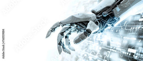 Fototapeta AI Robot Hand Isolated on a White Background