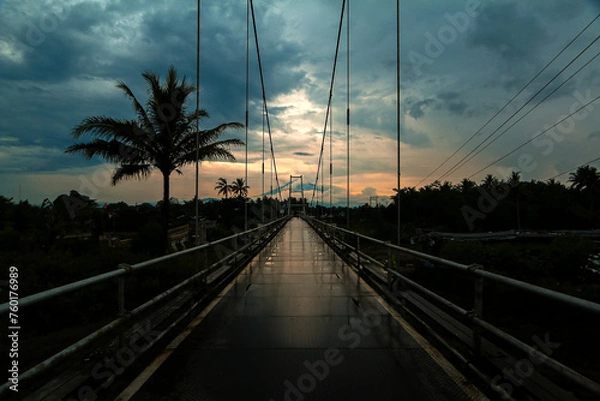 Obraz railway bridge at sunset