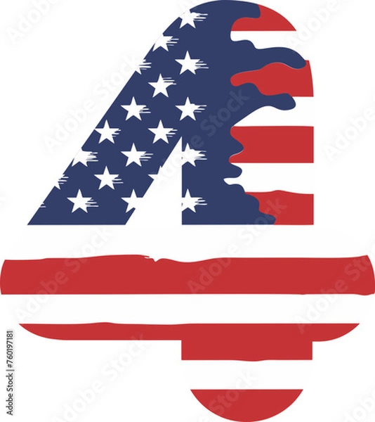 Obraz Number With USA Flag