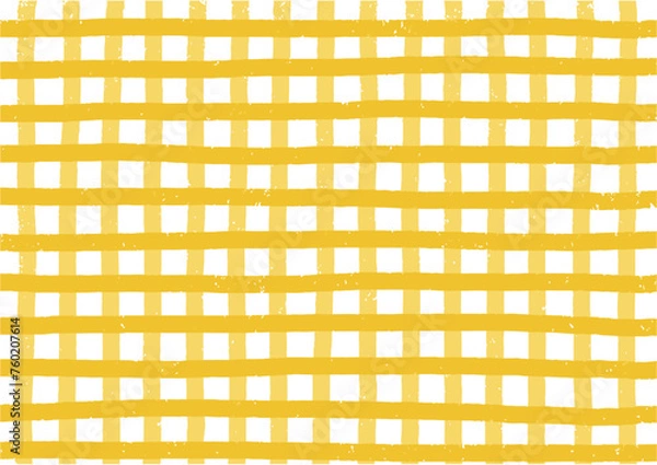 Obraz 黄　チェック　背景　パターン　手書き風